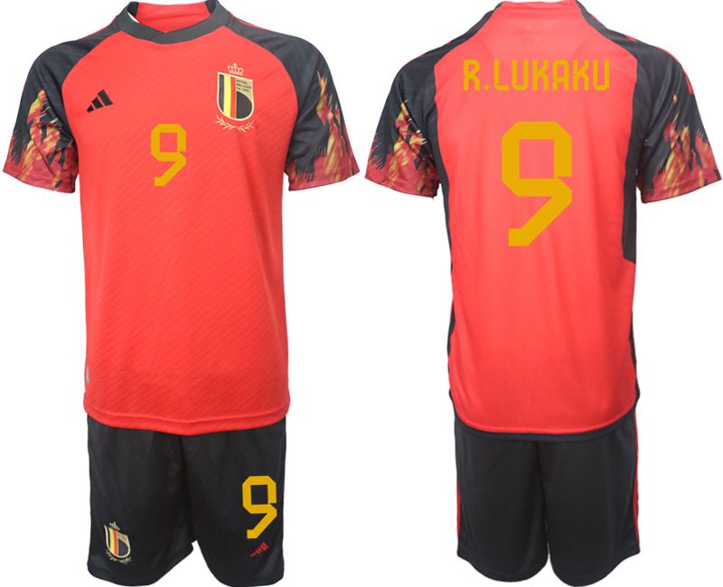 Men 2022 World Cup National Team Belgium home red #9 Soccer Jerseys